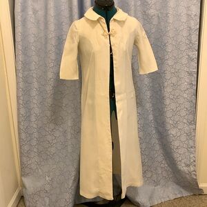 1960s Jackie O cream, raw silk full length duster